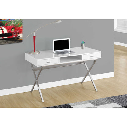 Glossy White Compact Design Computer Desk with Storage Drawers