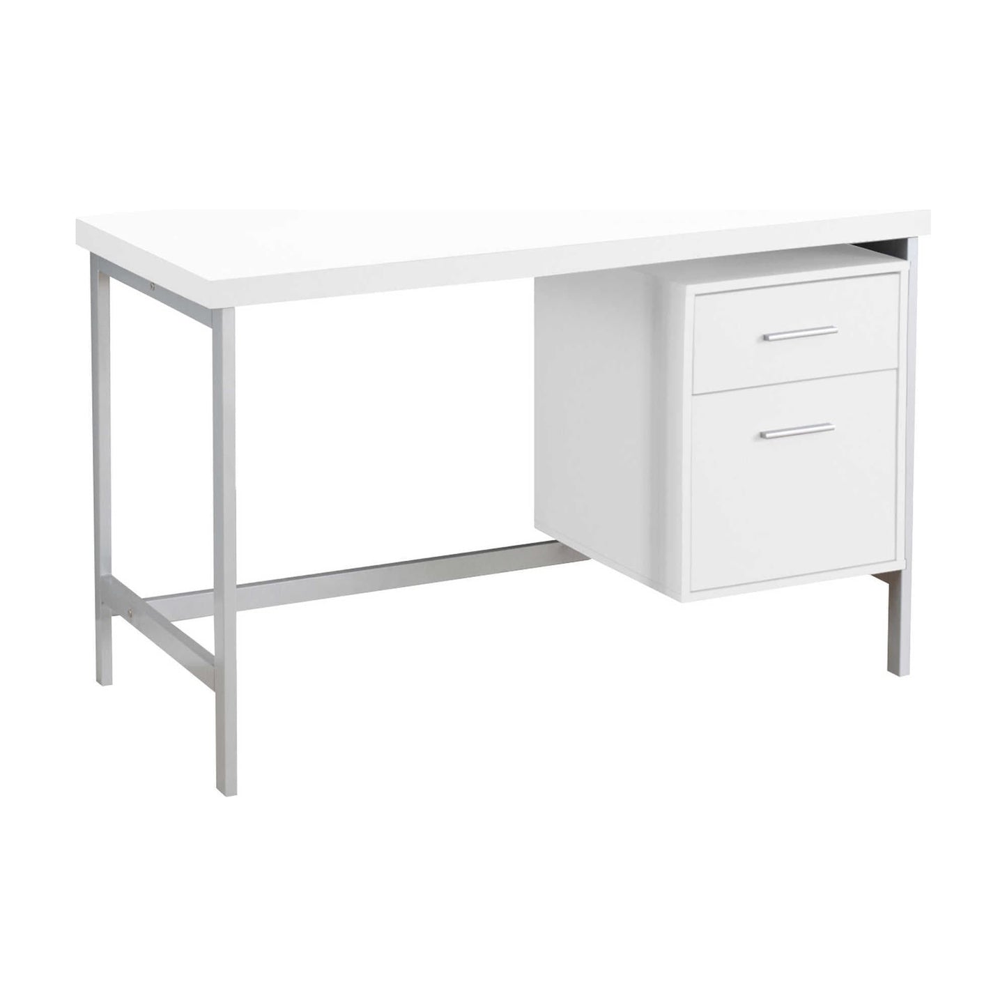 White Reversible Modern Computer Desk with File Drawer, Storage Drawers