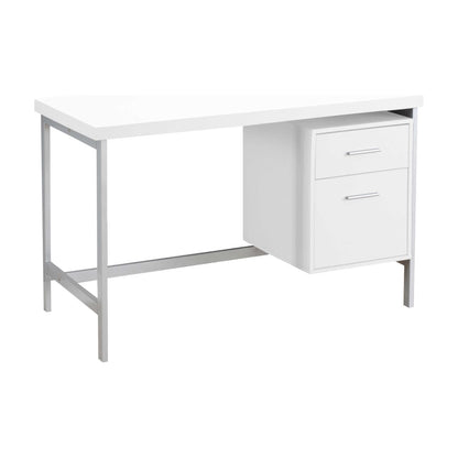 White Reversible Modern Computer Desk with File Drawer, Storage Drawers